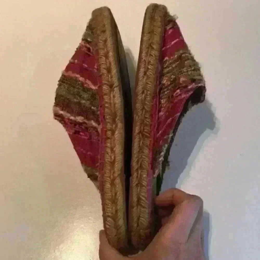 Jacques Levine Flats Sz 7 Multicolored Woven Mules